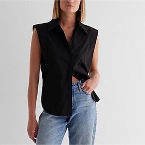 EXPRESS Tapered Sleeveless Button Up Shirt